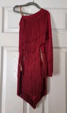 Red Latin Dance Dress Fringe