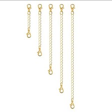 5 x Double Clasp Gold Coloured Necklace Bracelet  Jewellery Extender Chain UK