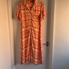 MARKS & Spencer size 18 ORANGE  MIDI SHIRTWAISTER DRESS EXCELLENT CONDITION