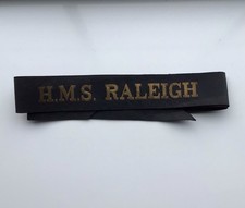 HMS Raleigh Royal Navy used Cap Tally.