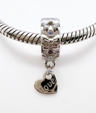 Opal Bow Clip Charm Love Heart