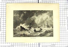 Original Old Antique Print