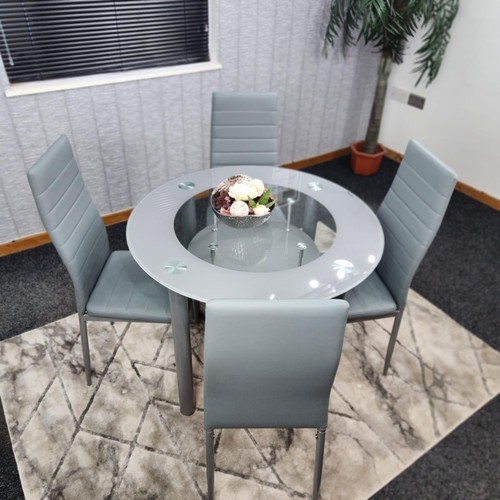 Modern grey glass - round, dining