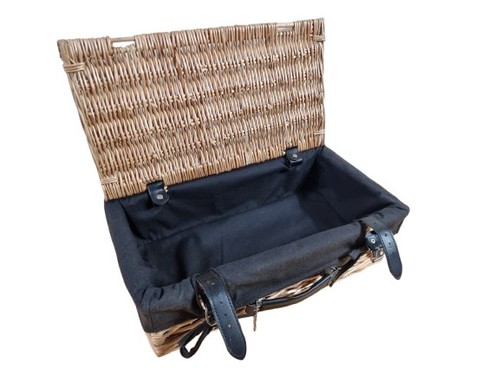 Lined wicker basket hinged lid - basket,