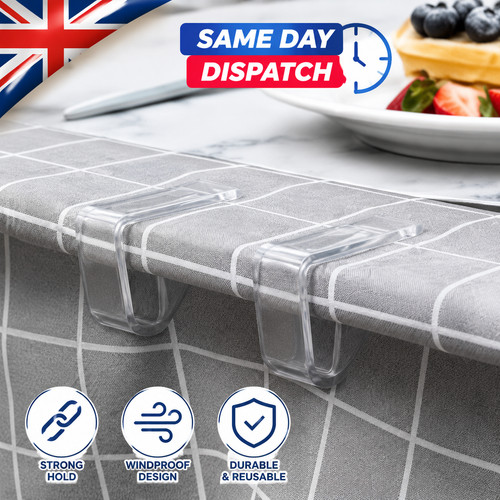 Clear tablecloth clips pack - clips,