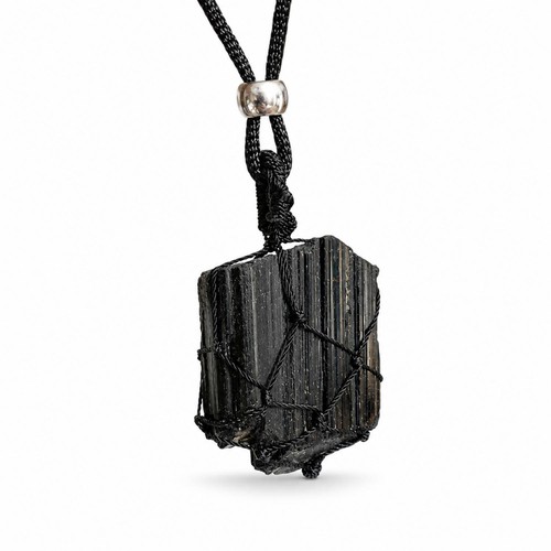 Raw black tourmaline - tourmaline, pendant