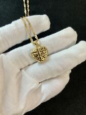 22k 22ct Carat Gold Filled Heart Necklace With 45cms Wave Chain Stamped Ref:-134