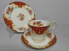 PARAGON FINE BONE CHINA ROCKINGHAM RED TEA CUP SAUCER SIDE PLATE TRIO