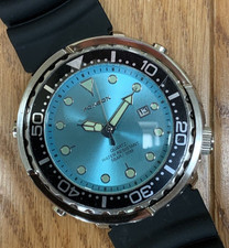 TUNA QUARTZ DIVER STYLE WATCH. Blue + black rubber strap Foxbox.. divers..