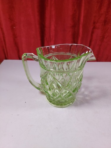 Vintage green glass pitcher - vintage,