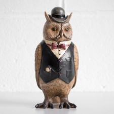 9" Gentlemen Owl Bird Ornament