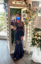 Forever Unique Navy Blue Lace Maxi Dress