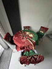 Christmas Table Cloth and 4 Chair Covers Xmas Dinner Party Decoration