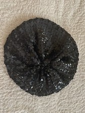 Black Sequin Knitted Beret Hat