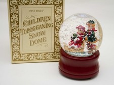 Past Times Musical Christmas Snow Dome Globe Children Tobogganing With Box
