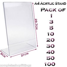 New A4 Acrylic Portrait Poster Menu Holder Perspex Leaflet Display Stands 