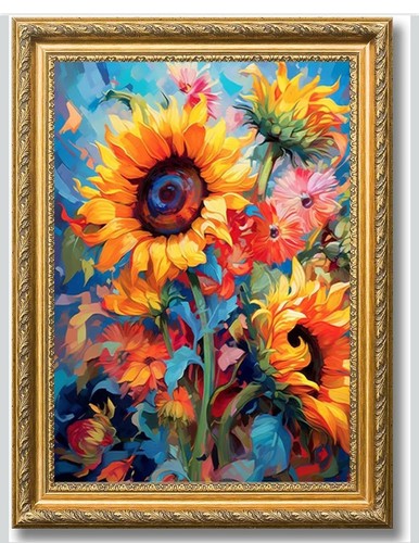 Sunflower cross stitch - cross, kit