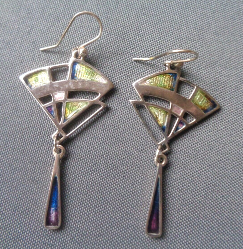 Pat cheney enamel earrings - cheney,