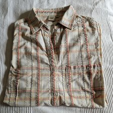 Blouse Shirt By COTTON TRADERS SIZE 14  in a Textured Stripe and Check Finish
