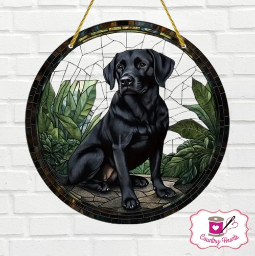Black labrador dog suncatcher - black,