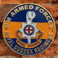 ROYAL SUSSEX REGIMENT - Solid Cast Iron Wall Sign - HM ARMED FORCES - 24cm