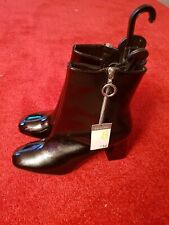 Primark Ladies Women Black Patent block heel boots. Zip details size 8/41 BNWT 