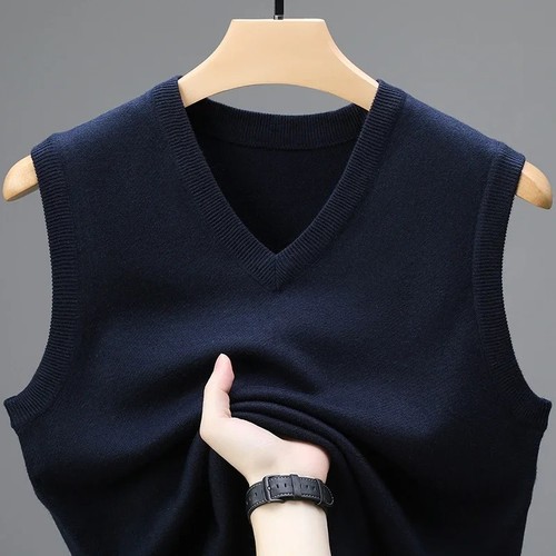 Men knitted sweater vest - sweater,