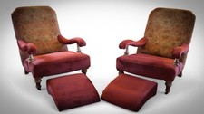 Stunning Pair John Sankey Byron Steamer Armchairs Footstools Kilim Rrp £10000 ?