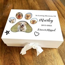 Pawprint Photo Dog Pet Memorial Personalised Memory Rememberence Keepsake Box