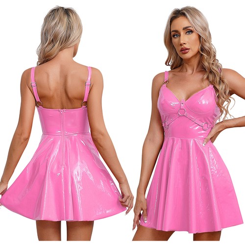 Womens pleated latex - latex, dress