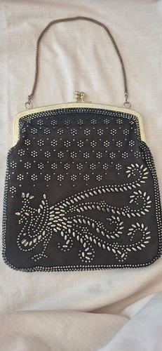 Black gold beaded peacock - &,