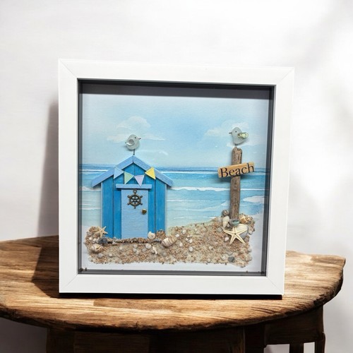 Sea glass beach hut and - “beach,