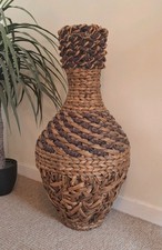 Vintage Tall Large Floor Wicker Rattan Seagrass Vase Snake Basket Home Decor
