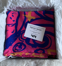 Patrick Heron Silk Scarf Pink Blue Square Scarf TATE Gourmet Hand Printed Boxed