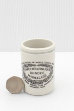 VINTAGE c1900s SCARCE PRIMITIVE MINIATURE JAMES KEILLER DUNDEE MARMALADE POT JAR