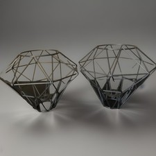 2 X Industrial Geometric Light Shade Wire Cage Frame Ceiling Pendant 9.5 X 12 In