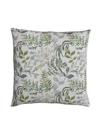 Green grey floral - green, linen
