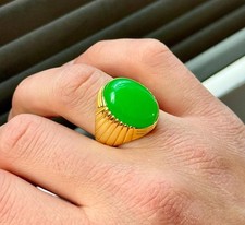 Classic Silver Gold Jade Stone