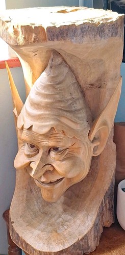 Hand carved wooden face - carved, head