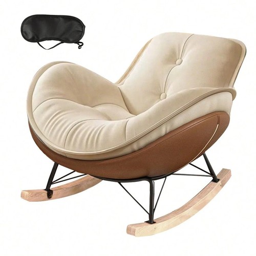 Cream leather rocking chair - rocking,