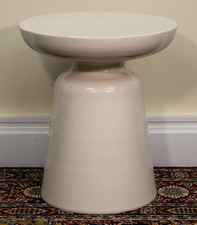 White Metal Martini Drum Side Table,Sleek Mushroom Design.Indoor/Outdoor.