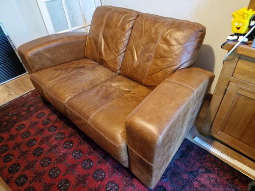Brown leather seater sofa - 2,