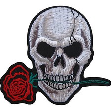 Biker Patch Skull Rose