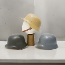 German Army M40 M42 WW2 Replica Metal Helmet Olive Grey & Desert Leather Liner