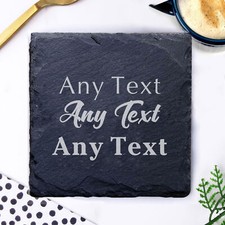 Personalised Engraved Slate Coasters Customized Any Message Tea Coffee Table Mat
