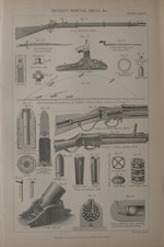 1886 PRINT MUSKET MORTAR SHELL LONG ENFIELD RIFLE CANON BULLET ARMSTRONG GUN