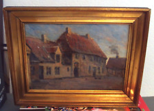OIL PAINTING HOUSE COTTAGE FARM SCENE SIGNED BUT UNKNOWN 40 CM X 31 CM
