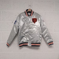 Mitchell & Ness Chicago Bears Bomber Jacket NFL Super Bowl Silver Size L