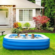 GALAXYER Inflatable Paddling Pool, 3 Rings Large Rectangular Family Swimming