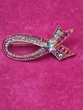 Butler&Wilson Brest Cancer Awareness Ribbon Brooch Luxury Crystals Gold Tone.   